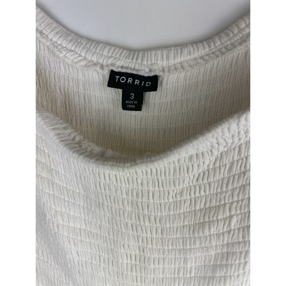 Torrid Lace Shirred Skater Dress Bell Sleeve Whimsy Cream Off White Plus Size 3X - Picture 6 of 11